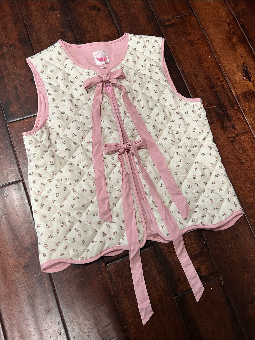 So Me - NWT Soft Pink Quilted Tie-Front Vest